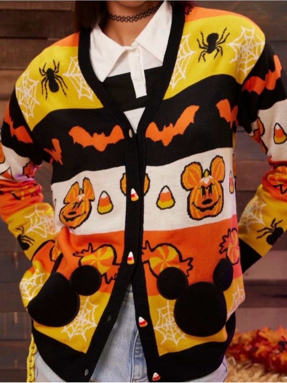 Disney Her Universe Mickey Knit Cardigan - Yellow, Black, Orange-Plus size